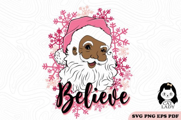 Believe Black Santa Claus SVG PNG Review