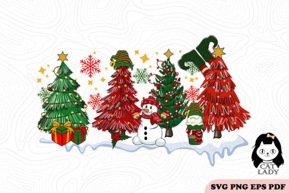 Christmas Trees ELF SVG PNG Review for Embroidery Projects