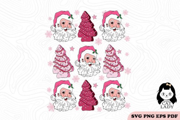 Pink Santa Claus Christmas Cakes SVG PNG Review