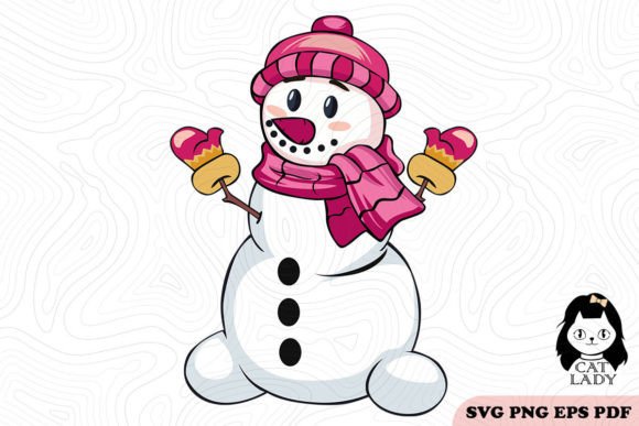 Pink Snowman Christmas SVG PNG Review